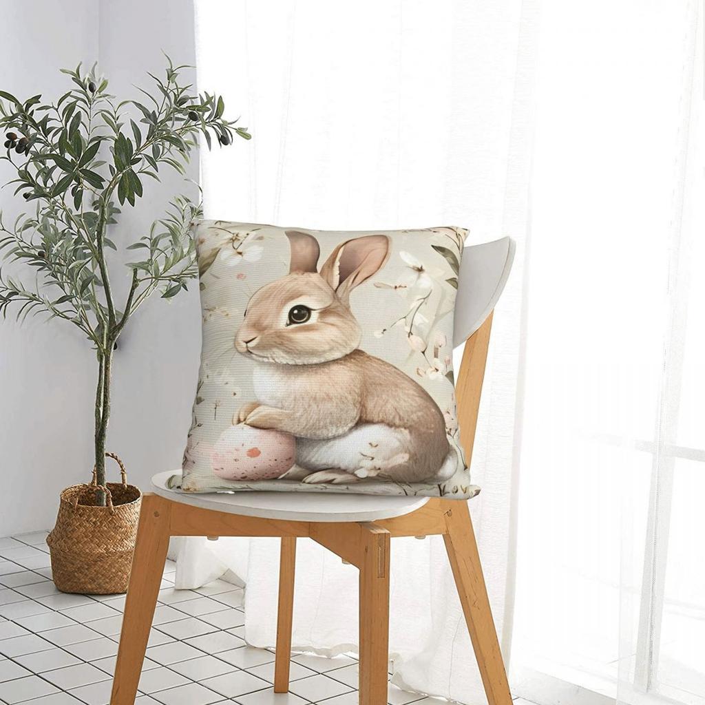 Spring Easter Eggs Bunny Throw Pillow Cover Polyester Decorative Pillow Customized Pillowcover Home Decor