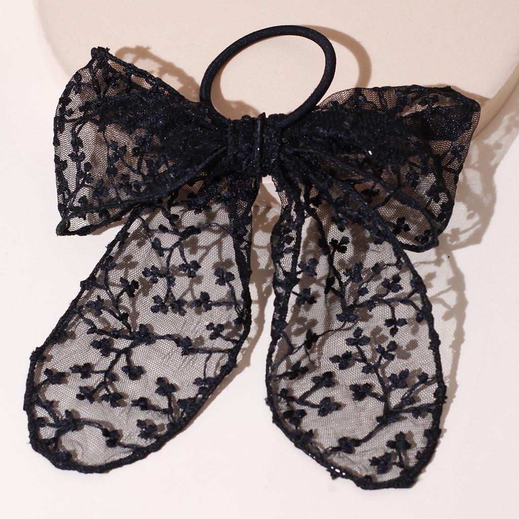 Lystrfac Spring Summer White Handmade Lace Bow Hair Ribbon Headdress Streamer Bow Scrunchies for Women Lolita Hair Accessories