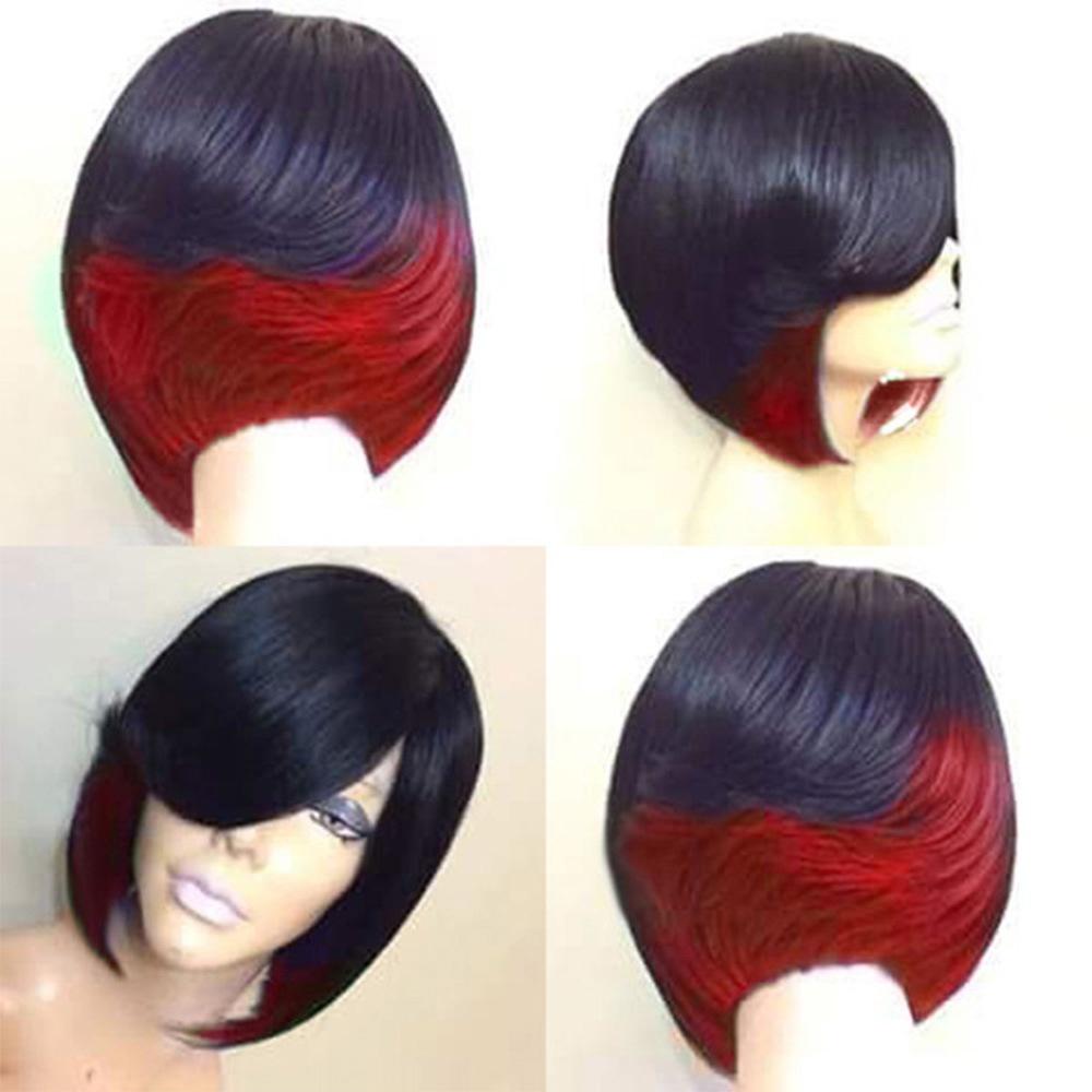 Elegant Short Mix Color Hair Wig With Natural Straight Synthetic Hair For Cosplay