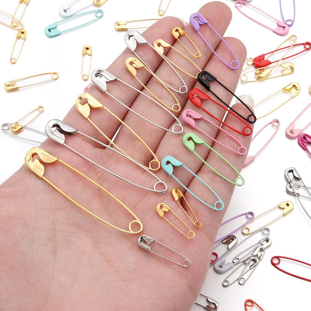 50-200pcs/lot 18/22/26/32/38/45/55mm Safety Pins Metal Clothing Fastening Clip Pin Needles For DIY Crafts Sewing Accessories