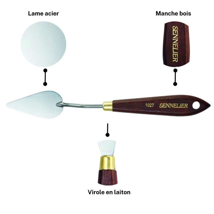 Couteau à peindre - SENNELIER - N°1027 - Manche en bois - Lame en acier - Techniques huile/acrylique