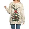 Sudadera con capucha de punto casual para mujer de moda con cremallera y manga larga con estampado navideño