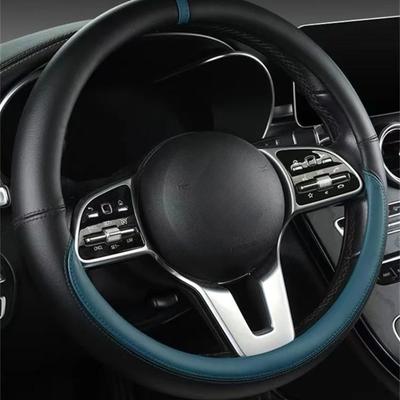 Capa de Volante Universal para Carro em Couro Integral Respirável Antiderrapante Decoração para Carro Acessórios para Capa de Volante 37-38cm