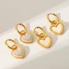 Love White Shell Pendant Earrings, Instagram Style Fashion Heart-shaped Diamond-studded Titanium Steel Earrings for Women