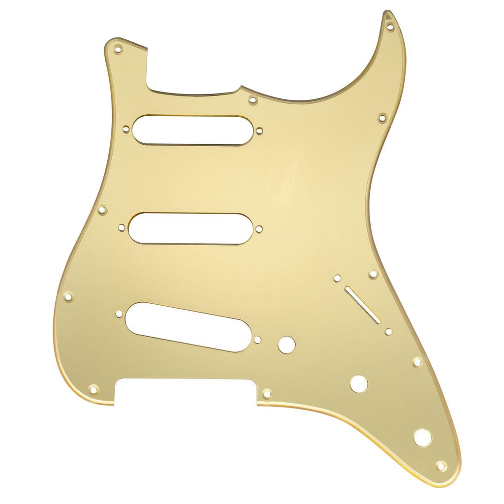 Musiclily SSS Stratocaster Pickguard for Fender Standard ST Stratocaster Electric 1P Gold Mirror 11-hole USA/Mexico Guitar,