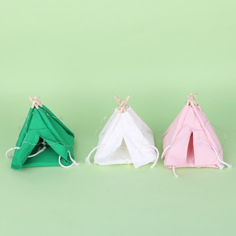 LED Strip Mini Tent Model  2 Scale Dollhouse Camping Scene Decoration Realistic Nighttime Display