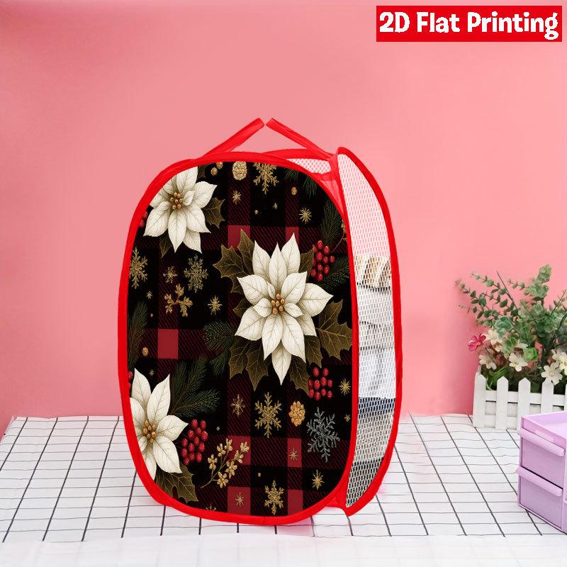 1Pcs Christmas Bathtub Santa Pop-Up Laundry Hamper Expandable Mesh Hamper Basket for Room Bedroom Bathroom Organization Contemporary Storage