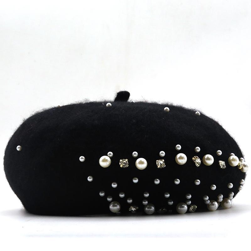 New Fashion Casual Women Beret Caps Pearled Berets for Lady Outdoor In Winter and Autumn