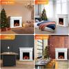 43 Inch Fireplace TV Stand with Mantel - Electric Fireplace Heater, Wooden Entertainment Center, Adjustable LED Flame, Freestand
