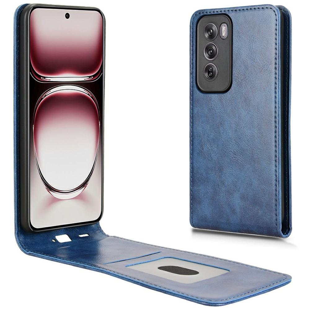 

Для Oppo Reno12 5G (Глобальный) Чехол с отделением для карт Магнитный вертикальный откидной кожаный чехол для телефона Dark Blue