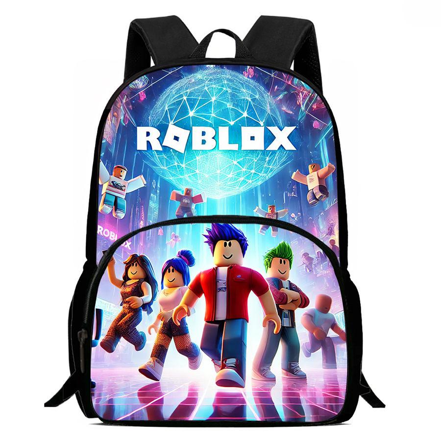 Dětský batoh s kresleným vzorem Roblox a přední kapsou, nastavitelným ramenním popruhem, unisex, vhodný pro chlapce a dívky ve věku 5-9 let