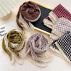 Cotton Linen Lace Triangular Scarf For Women In Spring Autumn And Summer Small Floral Small Scarf Headband Decoration Thin Style Wrapped Silk Scarf