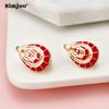 SIMJOO Rose Gold Earrings Ladies Temperament Simple Red Painting Oil Earrings