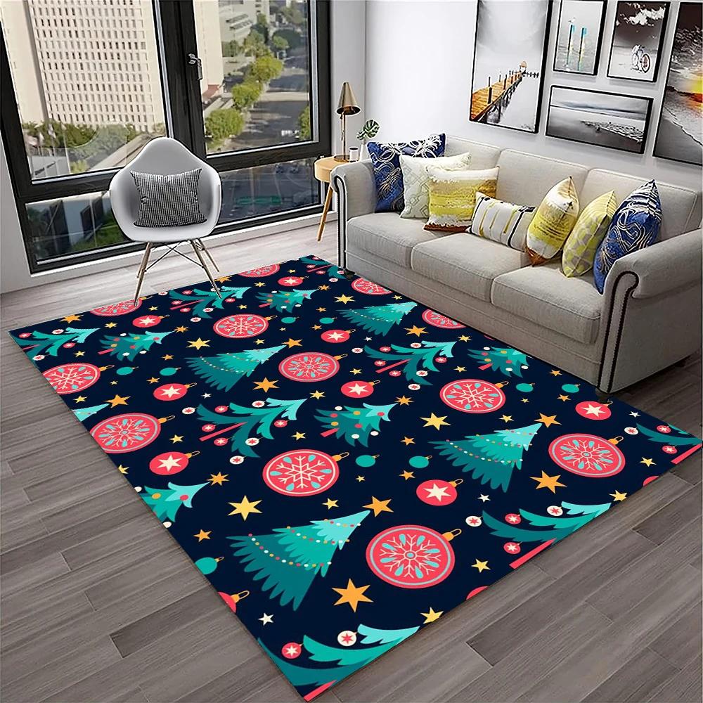 Alfombra con diseño de Papá Noel y árbol de Navidad para niños, regalo para el hogar, sala de estar, dormitorio, sofá, decoración, alfombrilla antideslizante