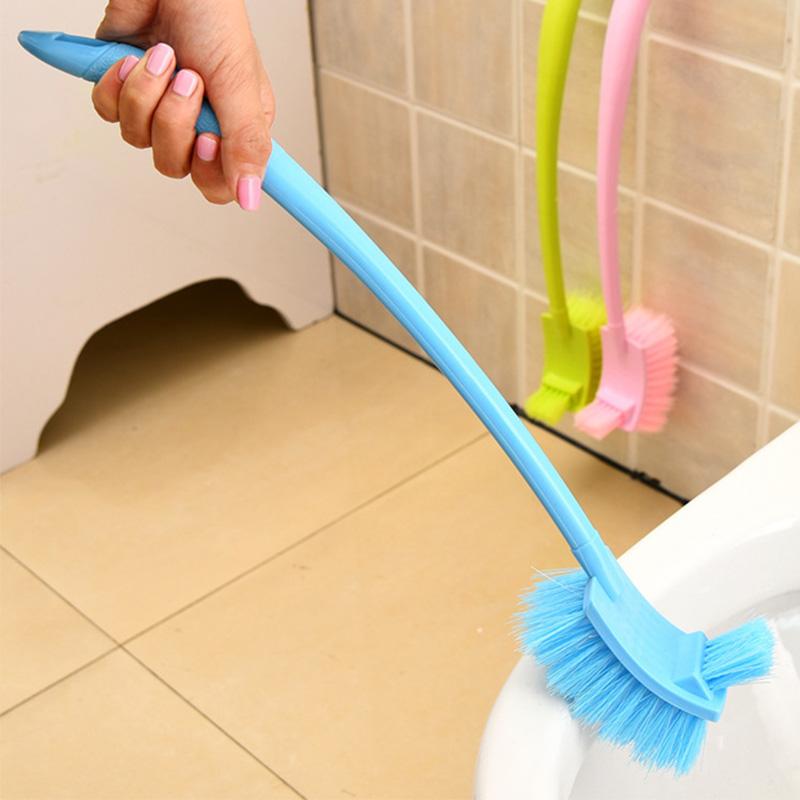 Bathroom Cleaning Brush Toilet Cleaning Brush Plastic Toilet Brush Scrubber Curved Clean Side Bending Handle Corner Brush New