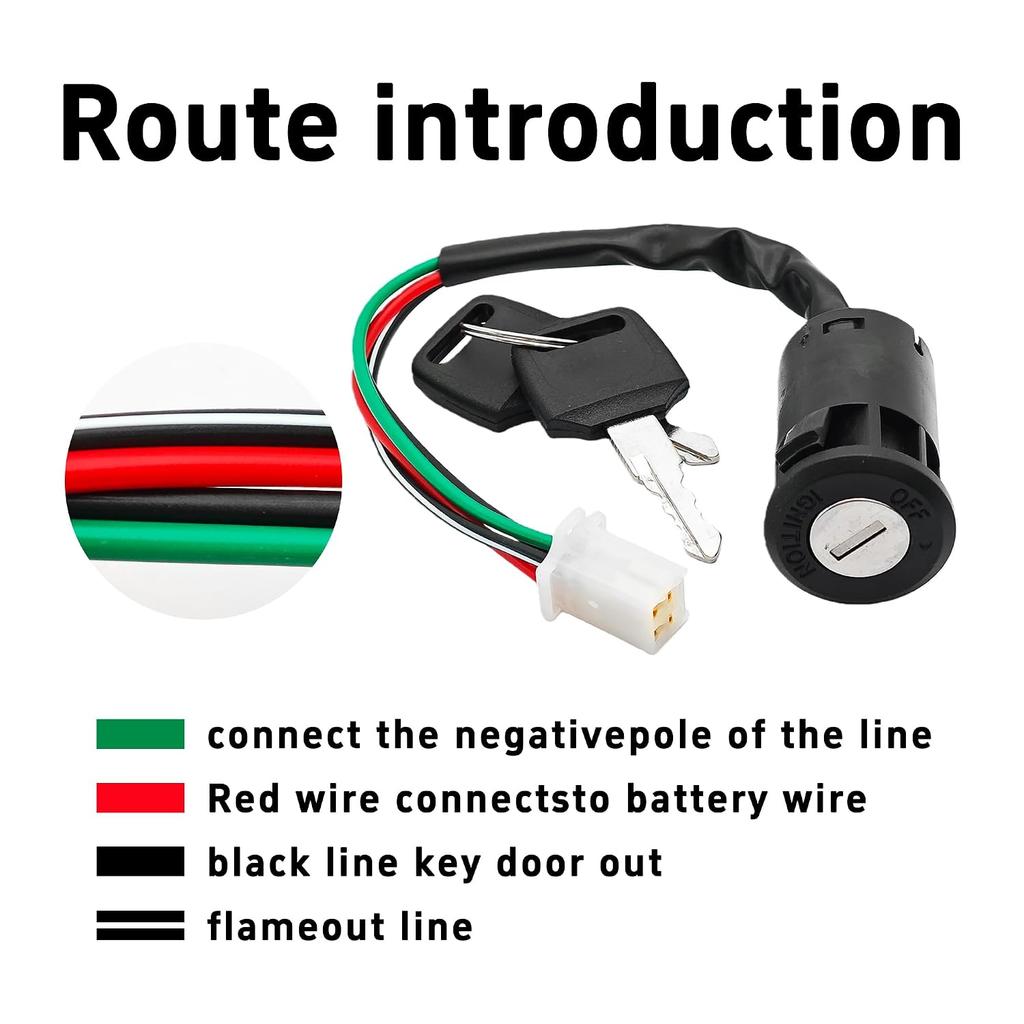 4 Pin Ignition Key Switch 4 Wire Compatible with Most 50cc–250cc ATV Dirt Bike, Electric Scooter