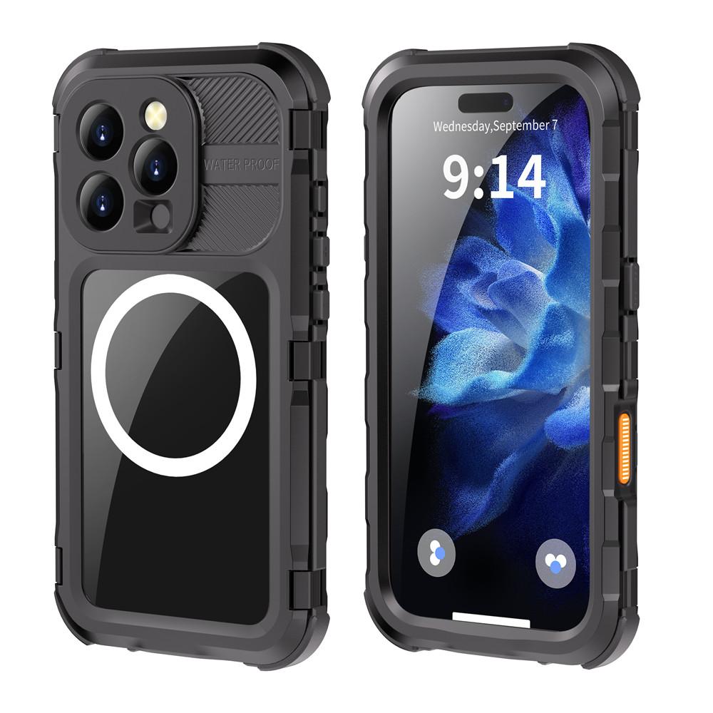 

Военный противоударный водонепроницаемый чехол 12 футов для iPhone 14 15 16 Pro Max со встроенной защитой экрана и объектива камеры, IP68 водонепроницаемый For iPhone 16 Pro Max чёрный