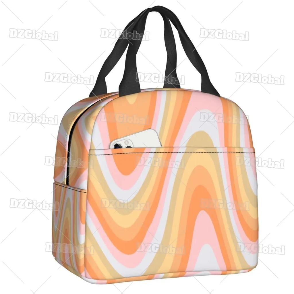 Liquid Swirl Abstract Pattern In Sage Green Insulated Lunch Bag Geometric Art Cooler Thermal Bento Box For Women Kids Food Bags