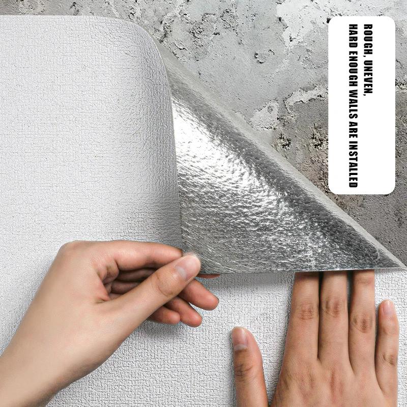 Self Adhesive Imitation Linen Wall Paper Renovation Bedroom Living Room Background Moisture-proof Mould Proof Foam Wallpaper