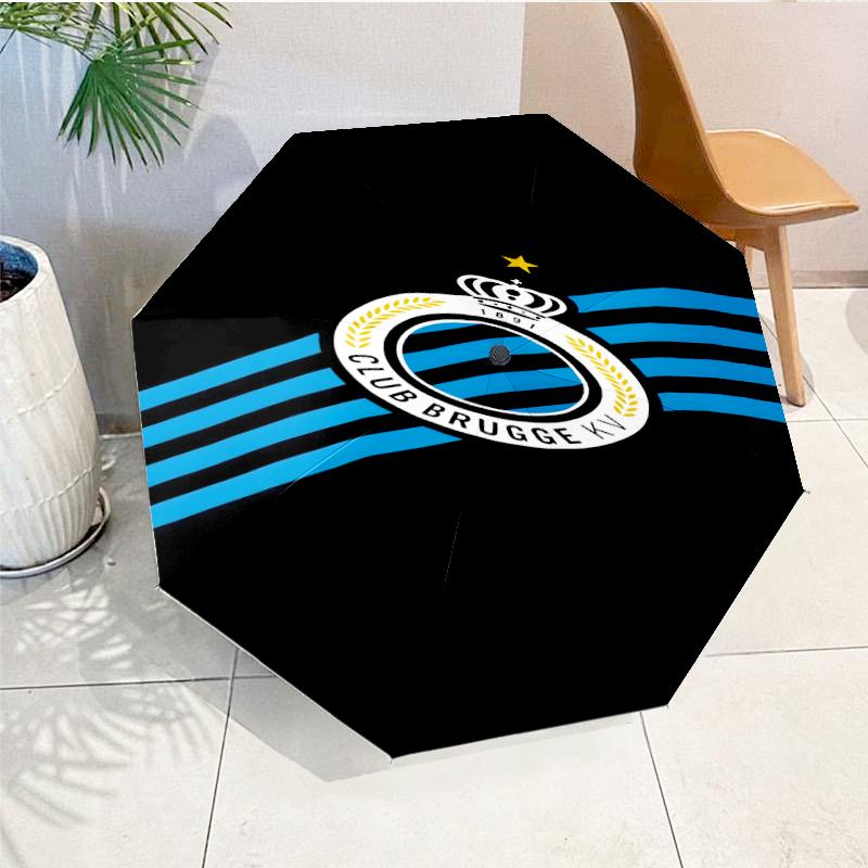 FC Brugge Crest Automatic Folding Umbrella - 8-Rib Travel Umbrella with Auto Open/Close & Portable, Gift for Christmas, Birthdays