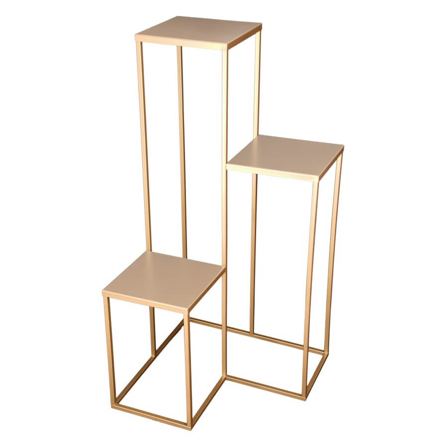 Kwietnik Metalowy Złoty Simple O Wysokości 100 Cm, 3-Poziomowy