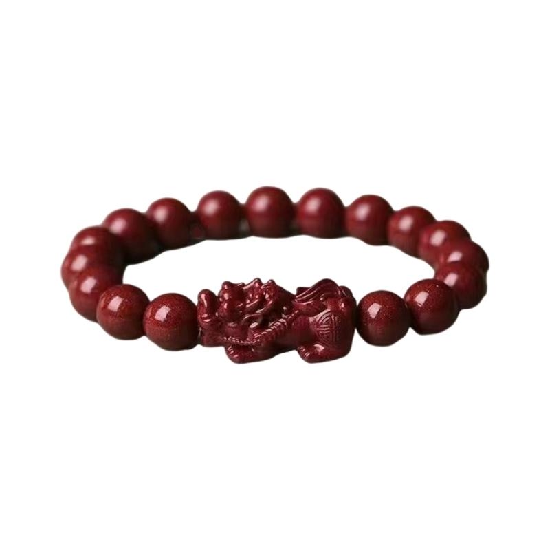

Браслет из киноварных бусин в стиле фэн-шуй для привлечения богатства, цепочка из алых бусин, амулет на удачу, украшение для мужчин и женщин. 10mm