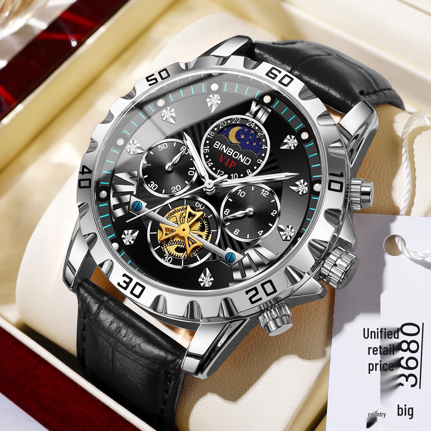 Binbang Men s High-End Waterproof Automatic Tourbillon Watch – Multifunctional Fashionable Wristwatch