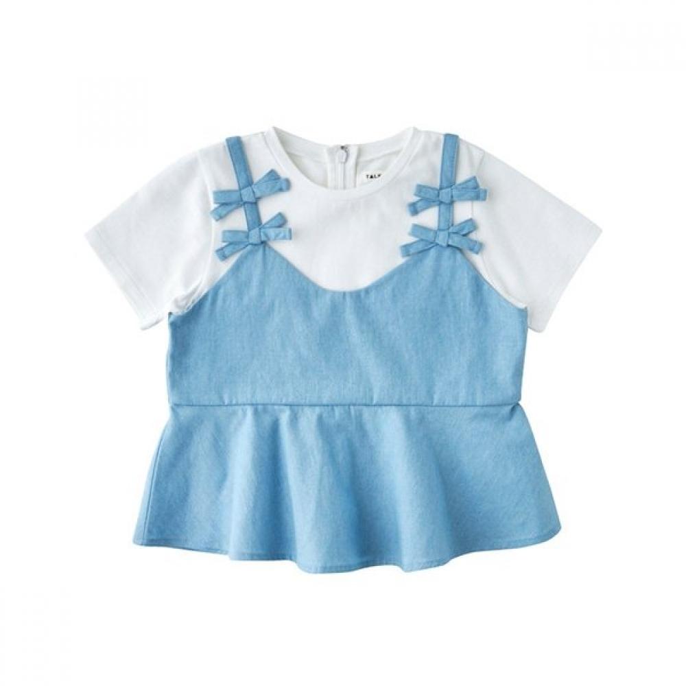 

LiTTle Ground Haeji Ribbon BusTier T shirT 76314 332 11 DENIM LIGHT/155