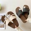 Set of Toe Slippers Women's Summer Wear New Retro Simple with Skirt Rhinestone Pedal Sandals