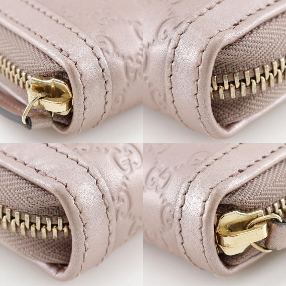 GUCCI Interlocking G Purse 308012 Zip Around pink Sima leather Women Used