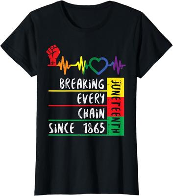 Juneteenth Brisant Toutes les Chaînes Depuis 1865 T-shirt à Col Rond Hommes Femmes Dames T-shirt Unisexe
