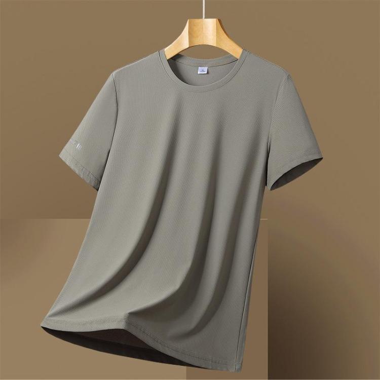 Cooles Schnelltrocknendes Herren Übergröße Sommer T-Shirt Eis Seide Kurzarm Einfarbig Sport Top Einfach Vielseitig