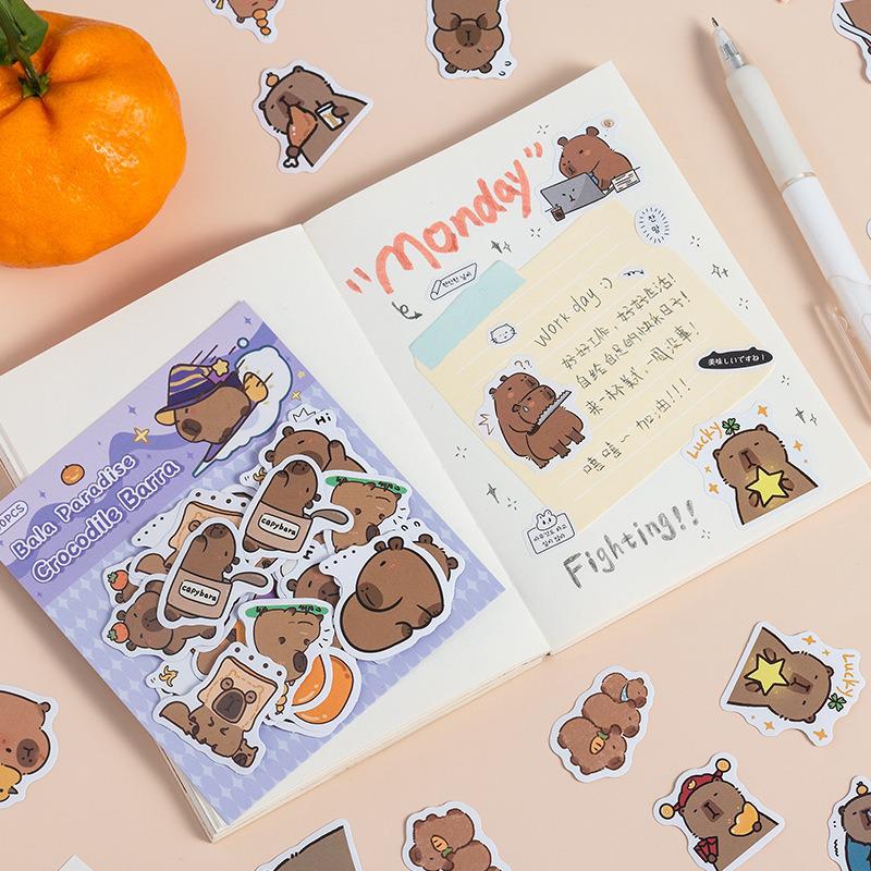 Capybara Paradise Cartoon Sticker Pack: Cute Journaling Stickers for Kids and Girls