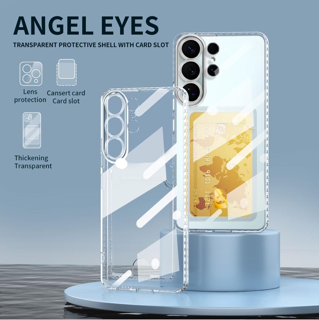 Étui de téléphone souple transparent avec poche pour carte pour Samsung Galaxy S26 Ultra S25 Plus S24 FE S23 S22 Ultra A17 5G A56 A36 A16 A55 A35 A15