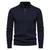 Maglioni a zip autunnali da uomo, maglioni in maglia caldi invernali di alta qualità con colletto alto da uomo