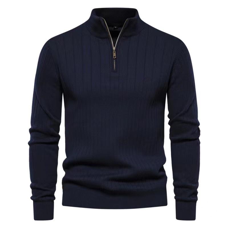 Maglioni a zip autunnali da uomo, maglioni in maglia caldi invernali di alta qualità con colletto alto da uomo