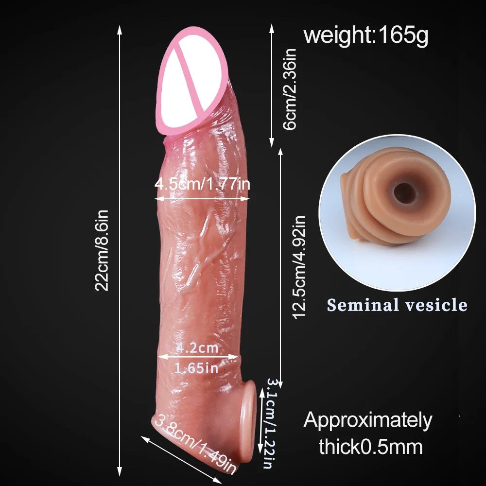Sexual Tools Reusable Condom Cock Sleeve Soft Silicone Condom Enlargement Penis Sleeve Realistic Penis Extender Sex Toy for Men