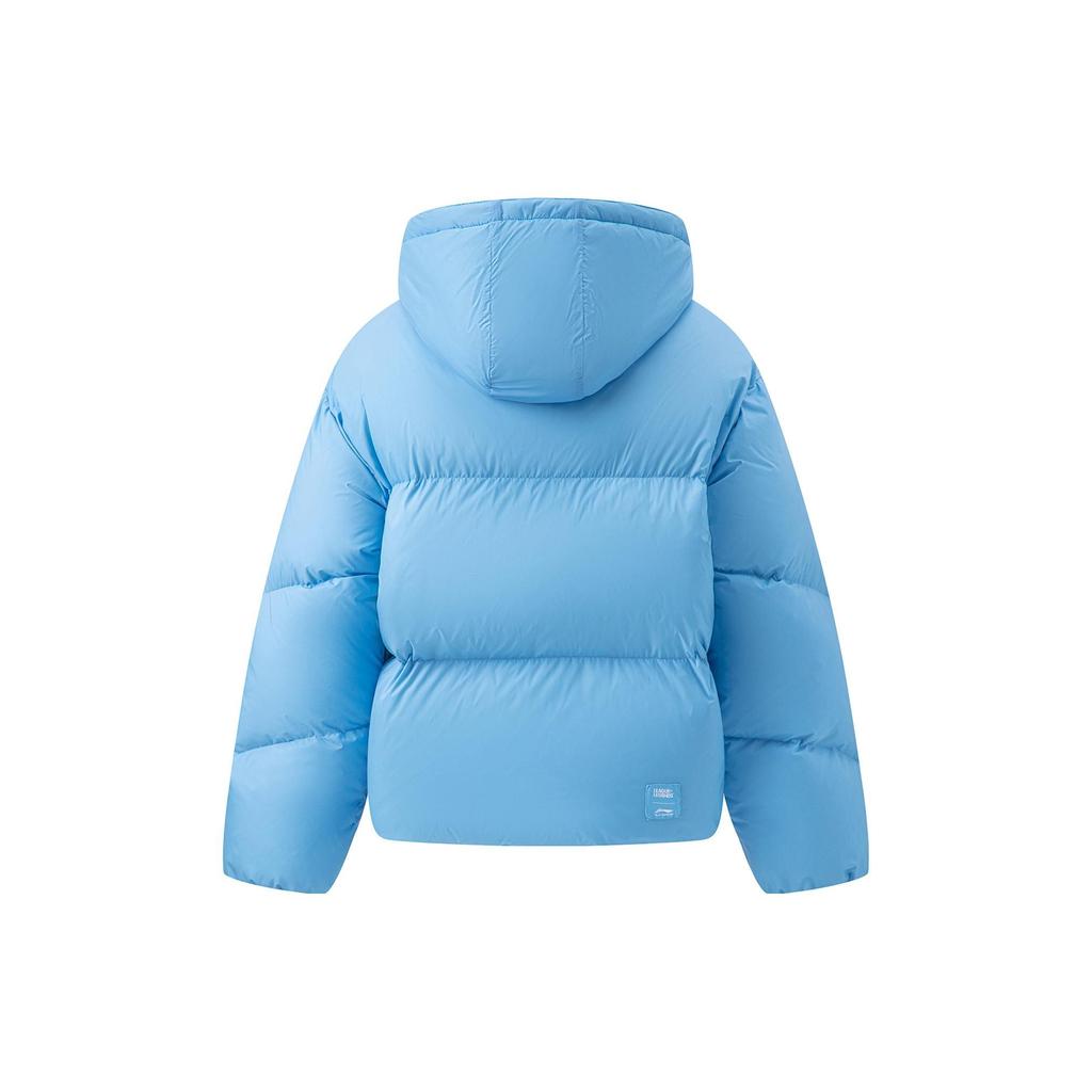 Li Ning E-Sports Series Solid Color Hooded Embroidered Logo Down Jacket Unisex outerwear Xinjiang-Blue AYMT419-1