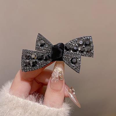 2ks mašle do vlasů, sponka do vlasů, ofina, rozbité vlasy na straně, sametová sponka s kachním zobákem, temperamentní vlasové doplňky