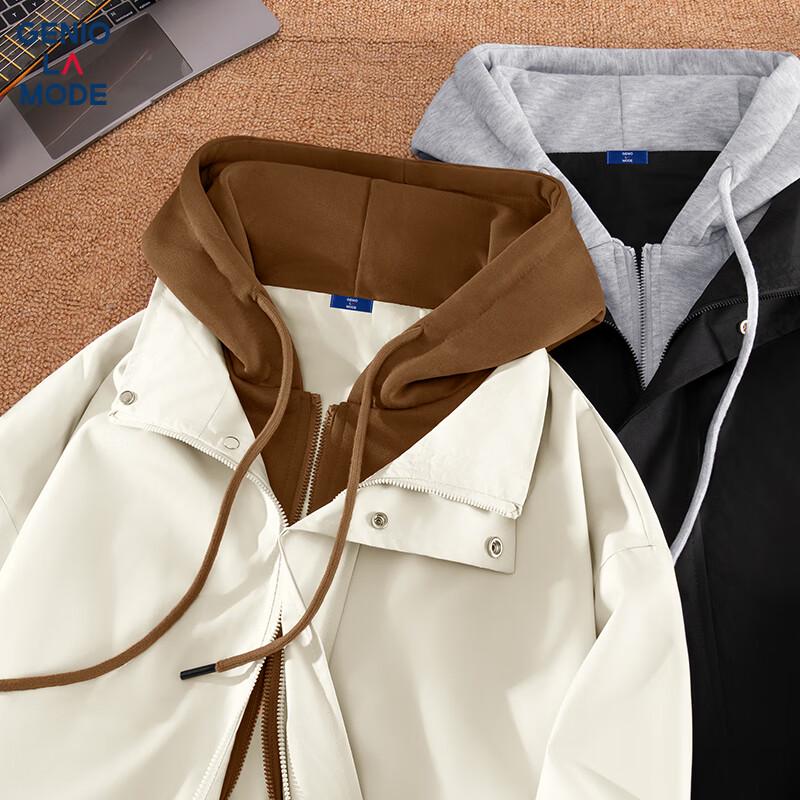 

GENIOLAMODE Men s Autumn Faux Two-Piece Outdoor Jacket 3XL