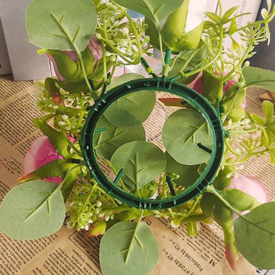 Artificial Rose Candle Ring Wreath Faux Silk Floral Wedding Centerpiece Rustic Fake Rose Candle Holder for Christmas Home Table Decor