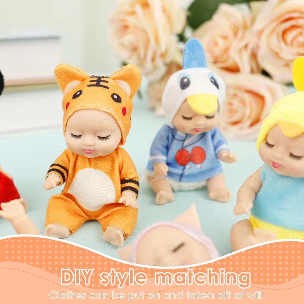 12Pcs Mini Simulation Reborn Doll Toy Cute Sleeping Baby Series Reborn Doll Kawaii Cartoon Animal Toy Children's Gift