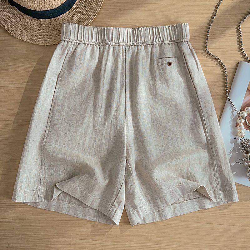 

2026 New Arrival: Women s High-End Yellow Linen Wide-Leg Capri Shorts - Summer Thin Style, Drapey Mid-Length, Versatile as Outerwear. S (85-95 jin)
