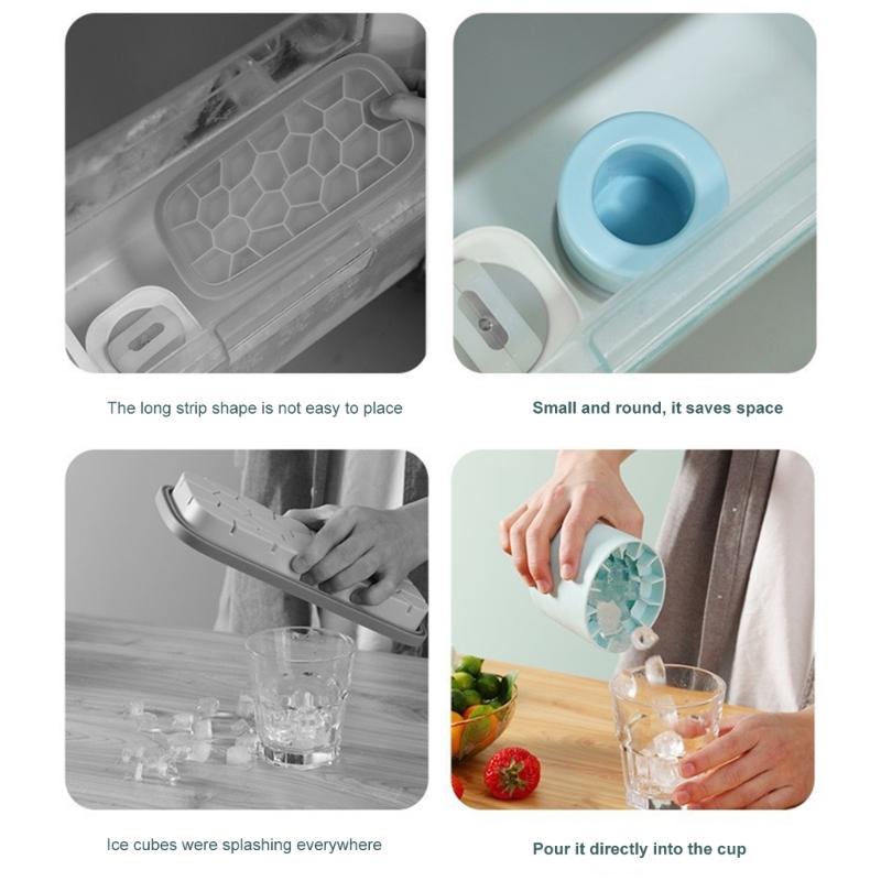 Heat Resistant Silicone Ice Cubes Mold For Cocktails And Drink Portable Cylinder Ice Mould Kitchen Accessories