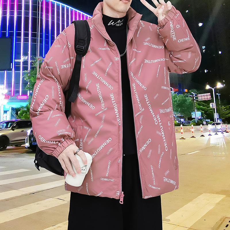 Doppelseitige Herren Baumwolljacke, Verdickte Thermojacke mit Stehkragen, Studentenjacke, Jugendjacke, Pufferjacke