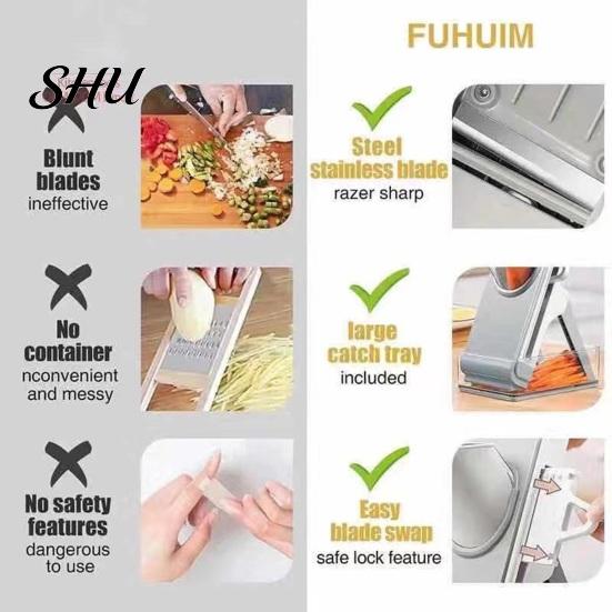 Fast Meal Prep Kitchen Slicer Vegetable Cutter Stainless Steel Blades Dicer No Glove Multifunctional Gadget for Healthy Food Preparation