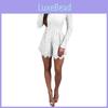 Womens Elegant Fashion Casual Romper Dress Lace Long Sleeve Sexy Jumpsuit Short