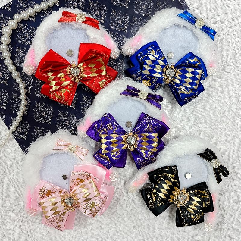 G-Trigger Fluffy Drop Ear Rosette, Rabbit, Otaku Ribbon Decoration, 57mm58mm, Pink, for Can Badges