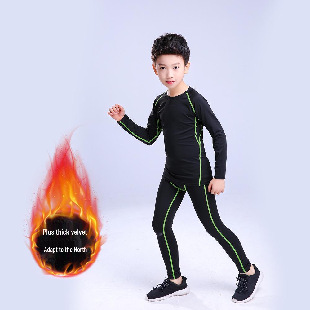 

Детский костюм для бега и йоги с флисовой подкладкой - Быстросохнущие спортивные тайтсы для мальчиков и девочек, Идеально подходит для баскетбола и фитнес-тренировок 22