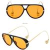 Internet celebrity new pendant sunglasses men's European and American fashion oval sunglasses ultra-light driving toad glasses